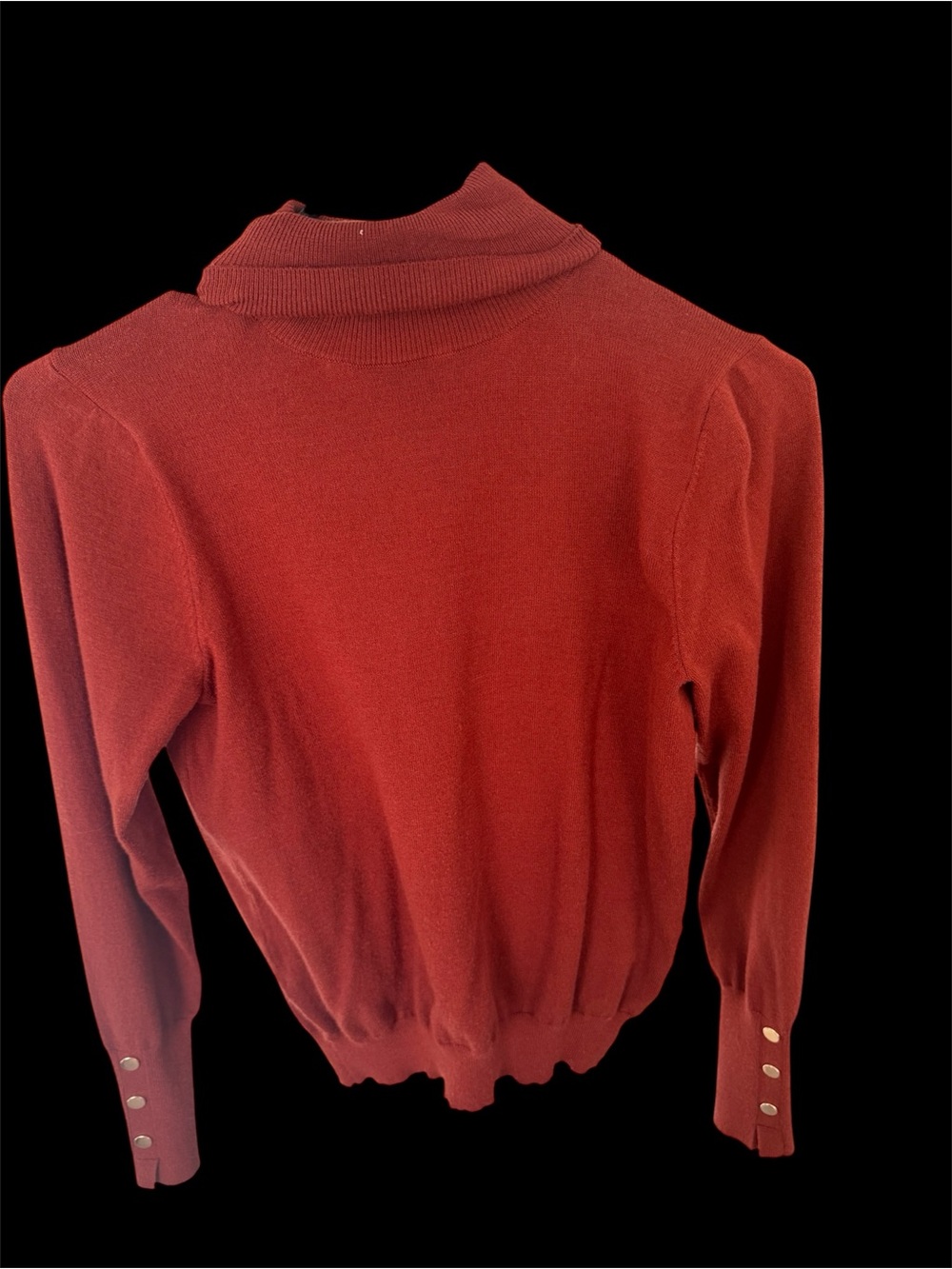 Fashion Nova Brick Red Turtleneck Sweater with Button Cuffs